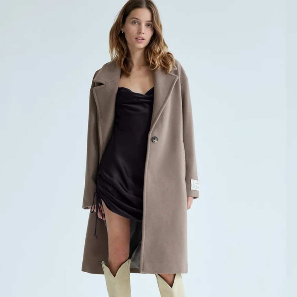 Wilfred Only Ruched Slip Dress, Ruched cowl-neck dress, Small Birch/Bitter Choco - Picture 4 of 10